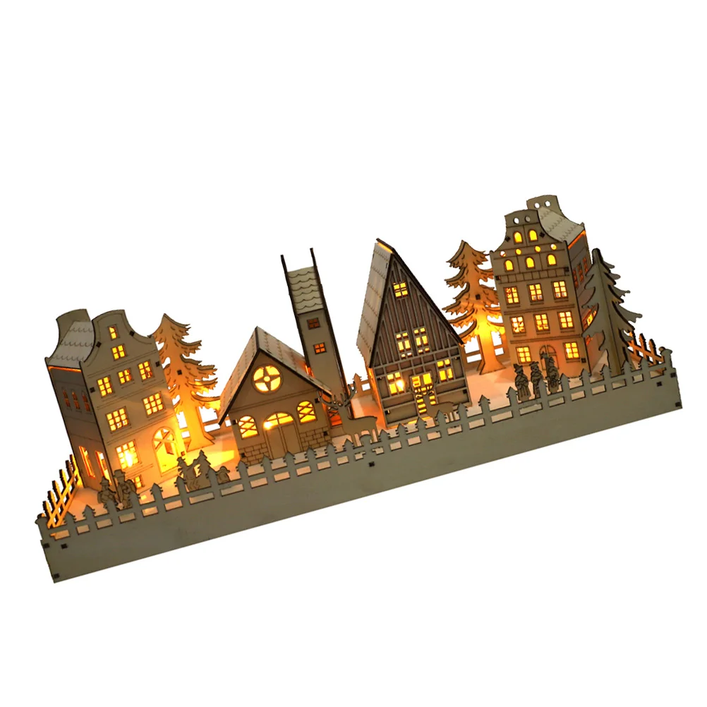 

1 шт. изысканное светодиодный ственское светодиодное украшение деревянной кабины праздничный светящийся деревянный Декор для дома