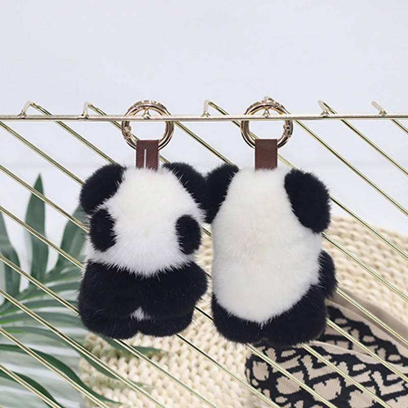 8 см норка панда натуральный мех брелок женский сумка с помпоном Шарм