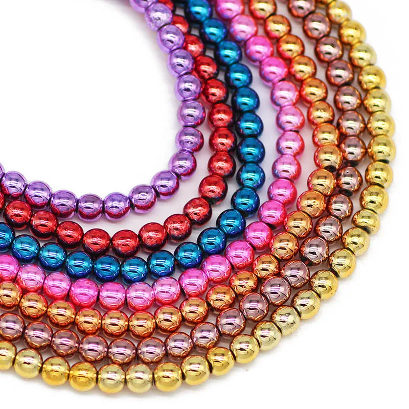 

Natural Hematite Gold Bule Green Purple Plated Beads 4MM 90pcs Round Loose beads For Jewelry Making DIY Bracelets Accessories