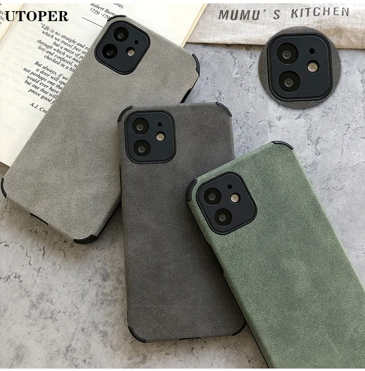 

1DS Luxury Leather Case On For iPhone 11 12 Pro Max Mini XR XS Max X 8 7 Plus 13 Pro Max Soft Silicone Shockproof Back Cover