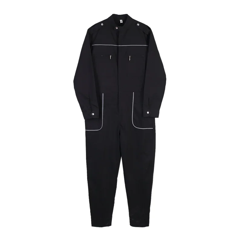 

M-XL!Spring and autumn wear dark personality ribbon reflective men's loose jacket set street hip hop tooling jumpsuit.