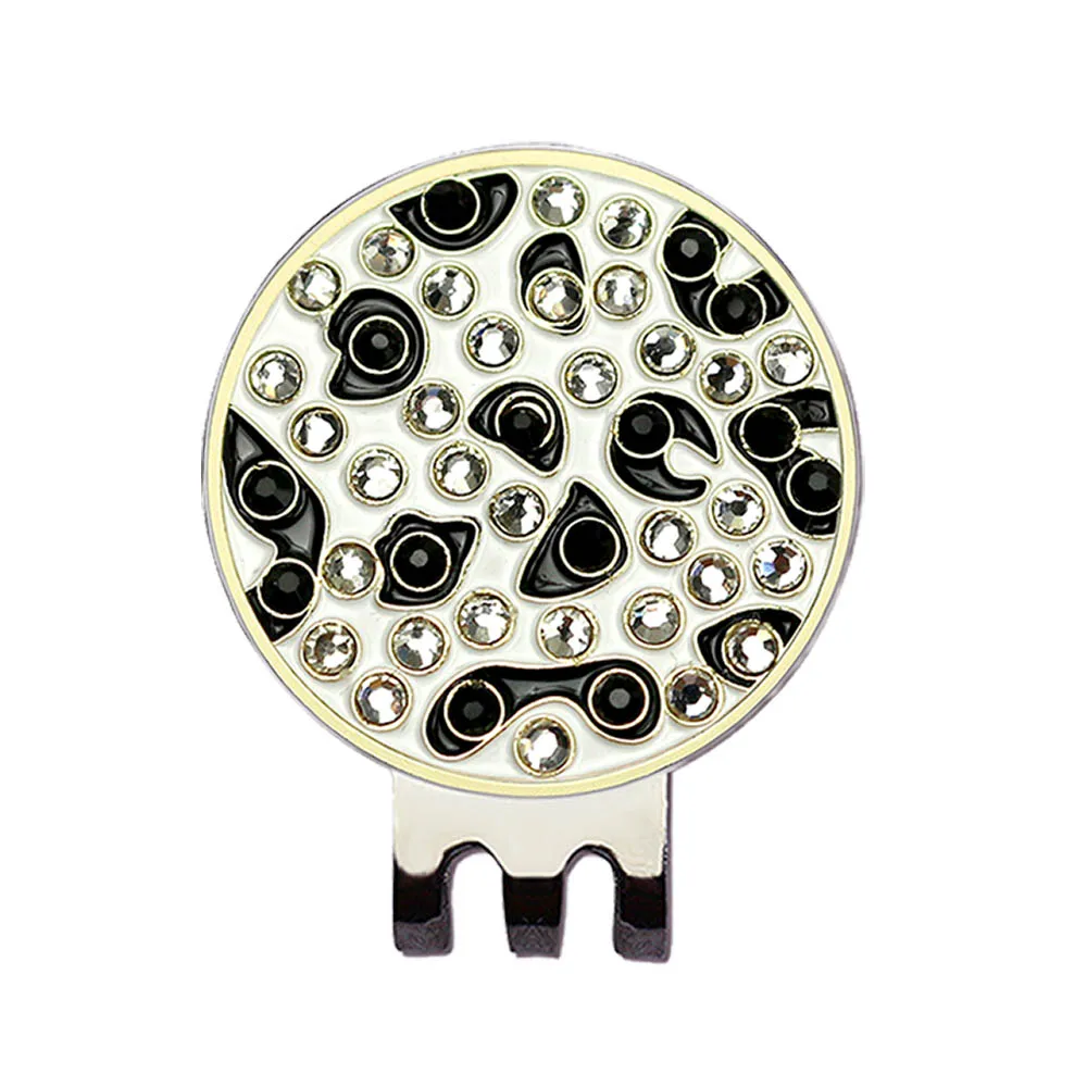 black white PINMEI Embossied отметка для мяча для гольфа шляпа клип набор Bling Гольф-маркер с магнитом крышка клип набор Гольф аксессуары Подарки для леди детей - Цвет: black white