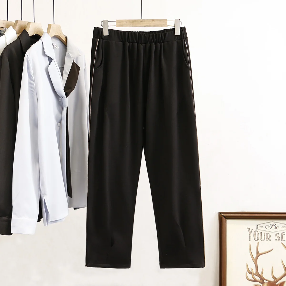 

Autumn/Winter Women Harem Pants Oversize Trousers Stretch Side Zipper Bottoms 2020 Fashion Casual Clothes