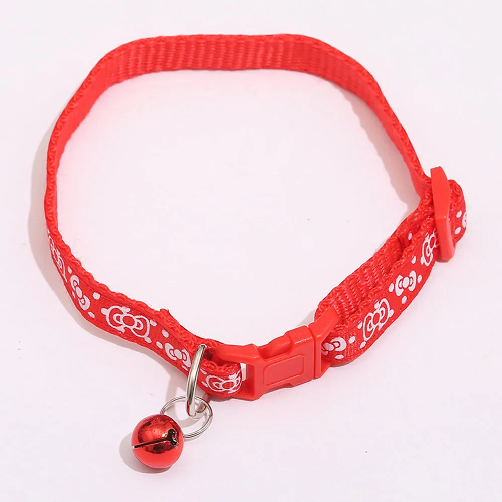 

New Beautiful Bow Printing Cat Collars With Bells Convenient Breakaway Pet Dog Necklace Cats Accessories Pet Product Hot