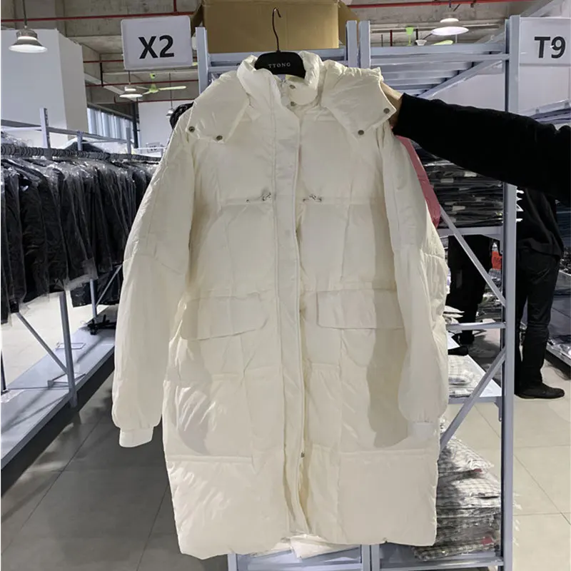 

Down Jacket Women 2021 Winter New Mid-length Hooded Stand-up collar Loose Warm Thick Coat Female Down Jacket NY25