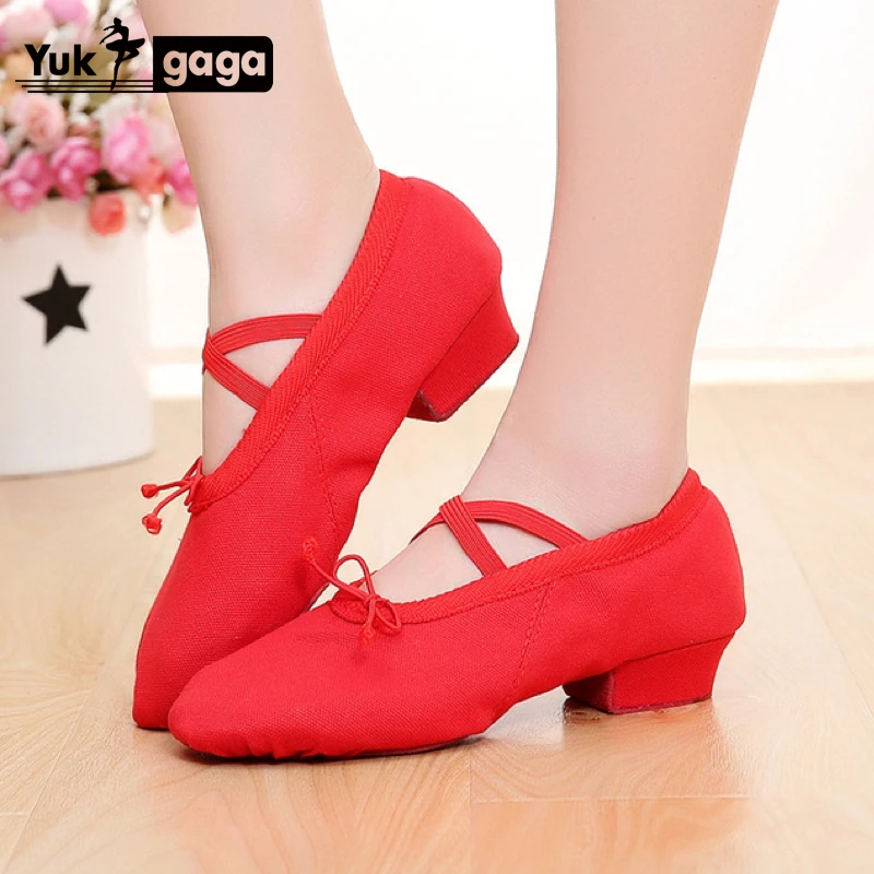 

Brand Designer Canvas Jazz Shoes Heels Ballet Dance Split Heel Sole Shoe Indoor Men Women Boys Girl For Children Kids Girls