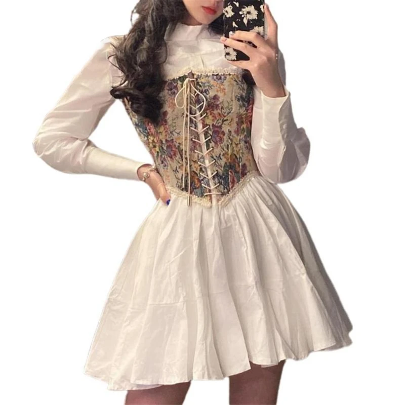 

Sleeveless Dress Women Paint Printed Sexy Ball Gown Vintage Elegant Strap