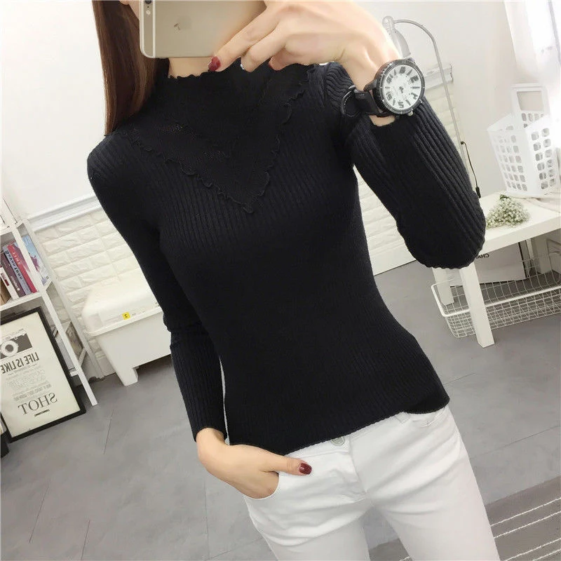 TIGENA Elastic Slim Autumn Winter Turtlenck Pullover Sweater Women 2019 Korean Long Sleeve Knitted Jumper Female Ladies | Женская одежда
