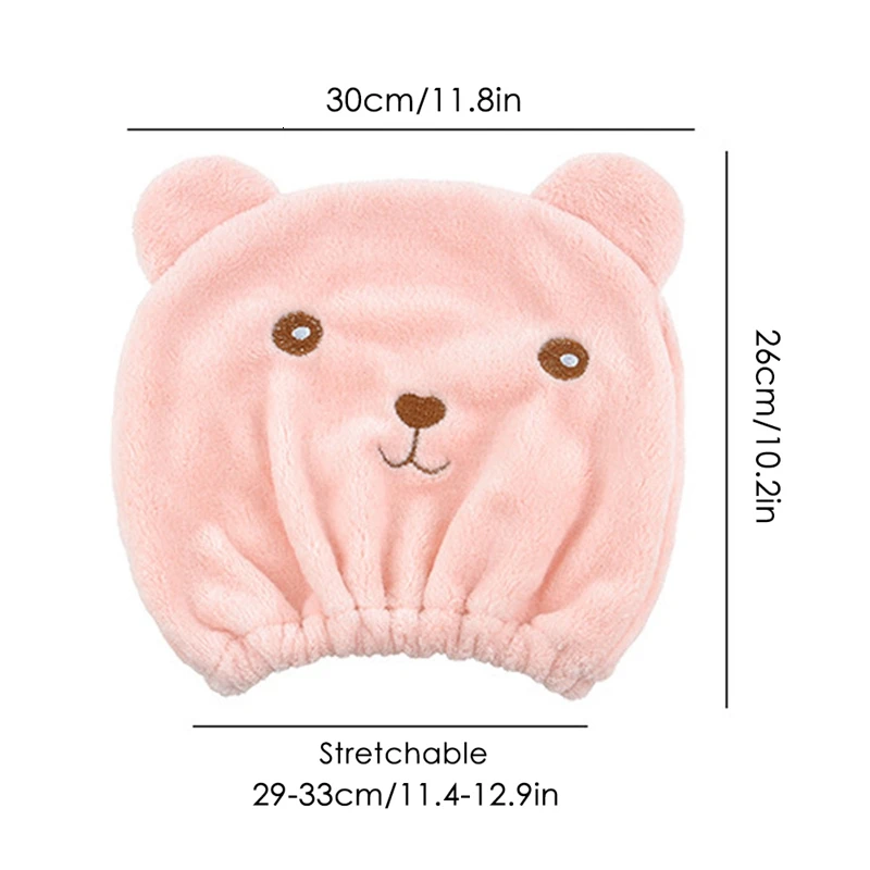 Мультяшный медведь утолщенная сухая шапочка для волос мягкая микрофибра
