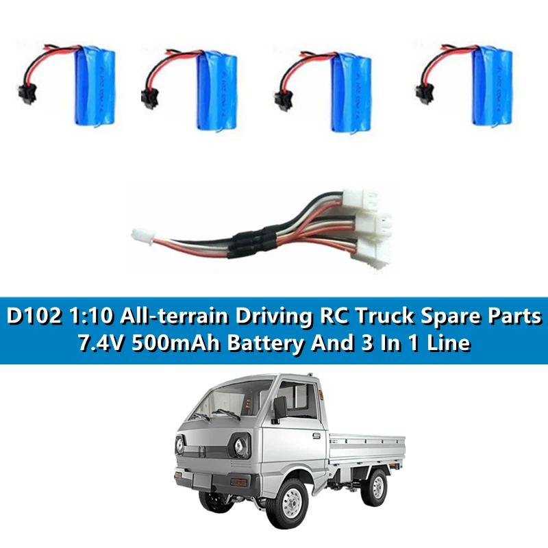 

D102 1:10 All-terrain Driving RC Truck Spare Parts 7.4V 500mAh Battery And 3 In 1 Line For D102 Remote Control Truck Accessories