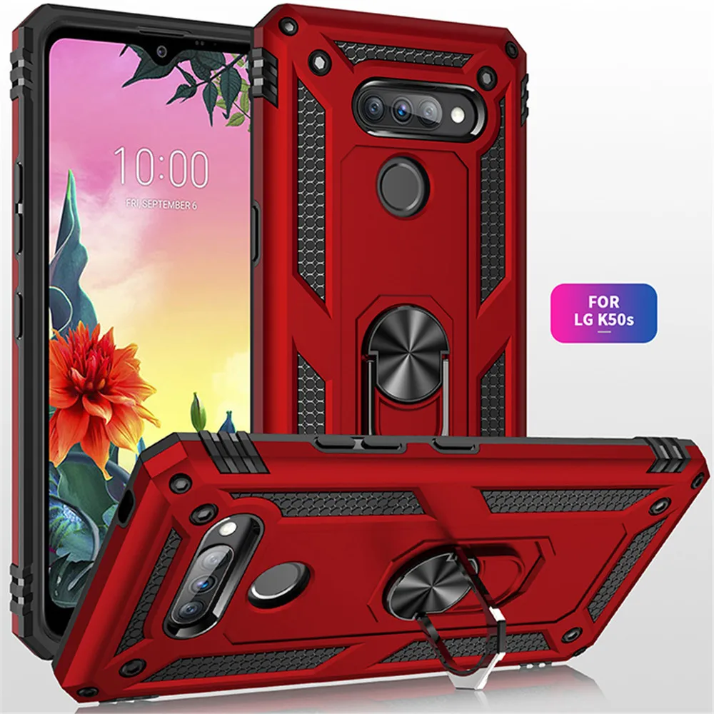 

for LG K50S Case Cover Armor Rugged Military Shockproof Car Holder Ring Case for LG K50S 50 S LMX540HM, LM-X540, LM-X540BMW Capa