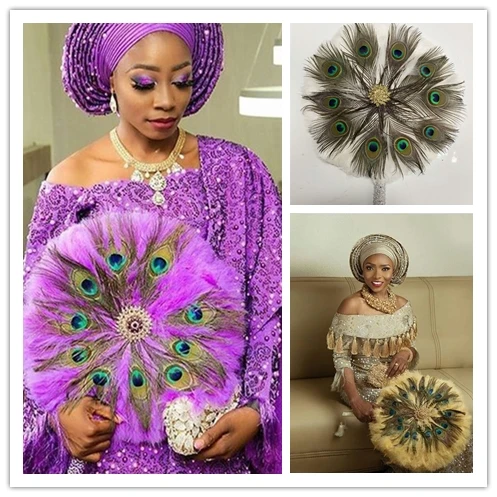 Золотистый свадебный ручной веер работы в африканском стиле с камнями для танцев