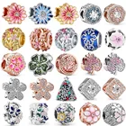 Новый продукт, Полые бусины с цветами, листьями, бабочками, блестящие бусины, подходят для оригинального браслета Pandora, Женские Ювелирные изделия сделай сам, подарки