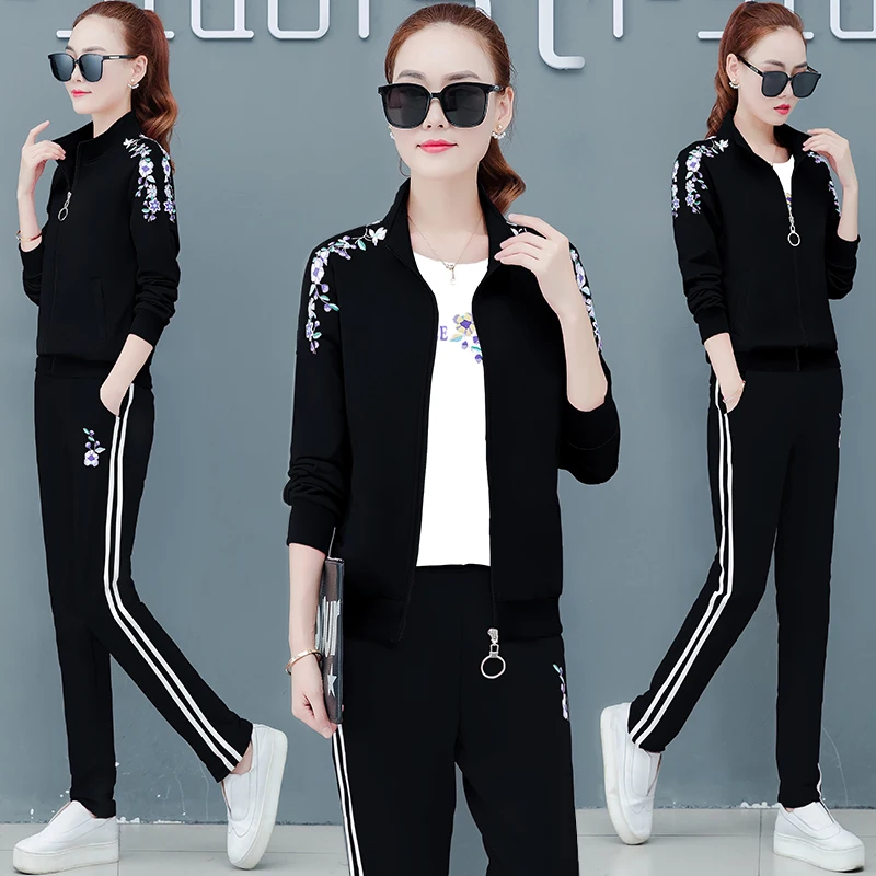 Женские спортивные костюмы толстовки топы спортивный костюм комплект из 3