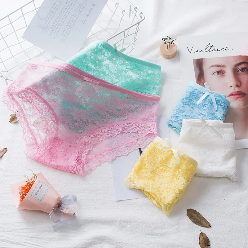 Трусики женские кружевные жаккардовые 6 шт. | Женская одежда