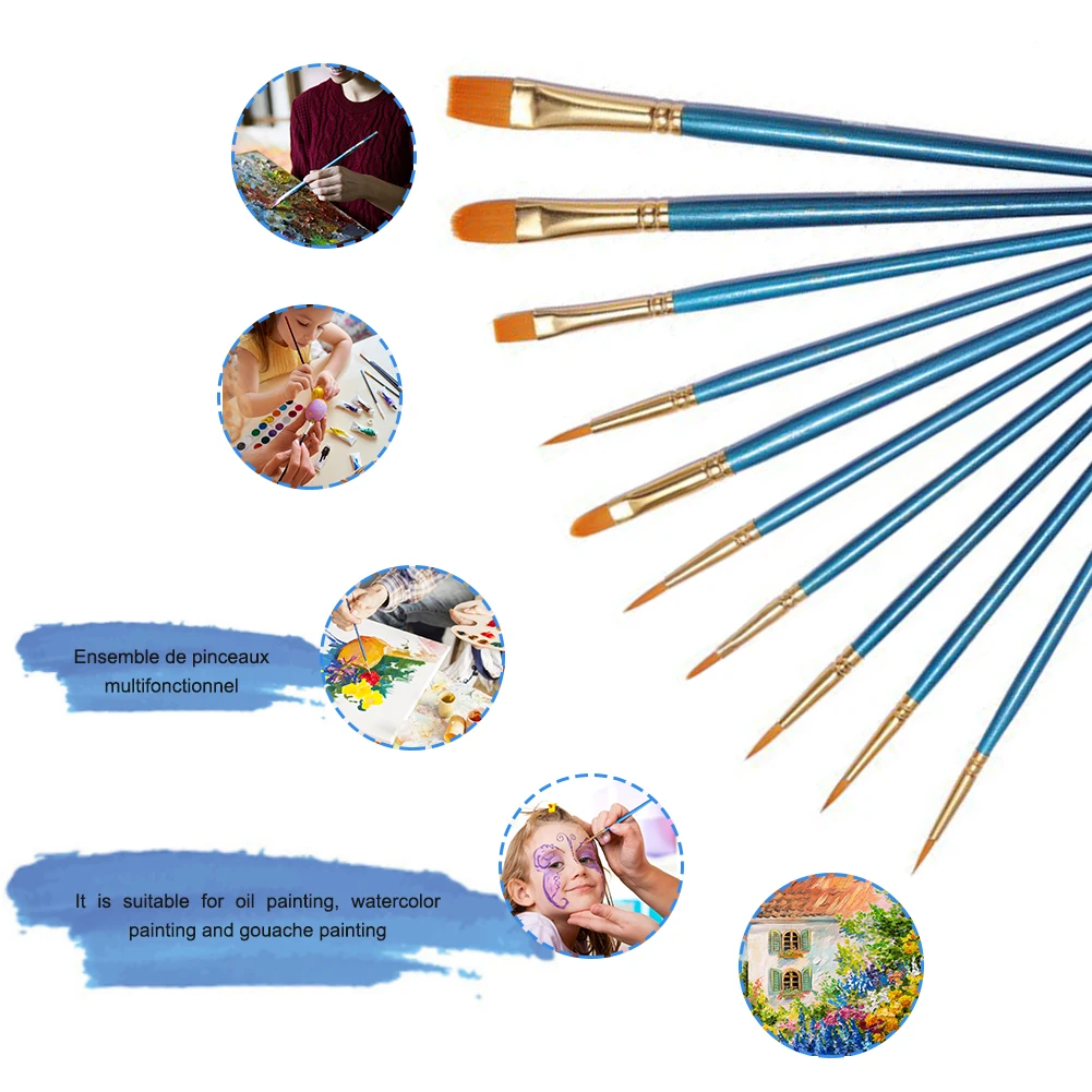 

10pcs/set Paint Brushes Set Painting Art Brush Nylon Artist Paint Brush Professional Watercolor Handle Painting Pen