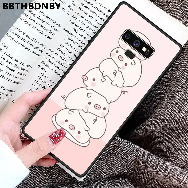 Чехол для телефона со Свинкой черный ТПУ мягкий чехол samsung S9 plus S6 edge S7 S8 S10 plus| |