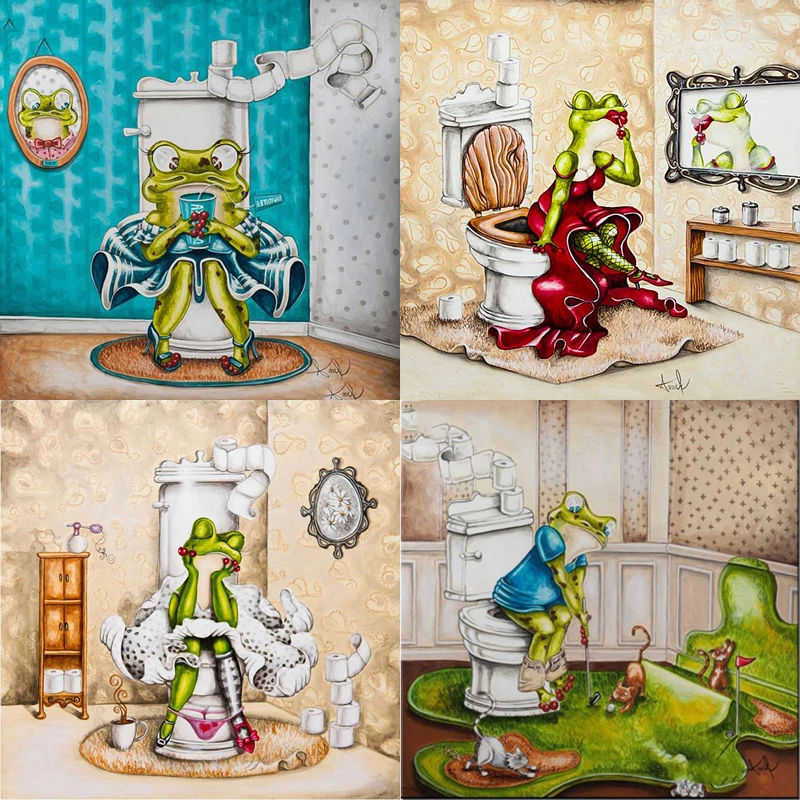 Набор для алмазной вышивки лягушка в туалете|Алмазная мозаика и вышивка| |