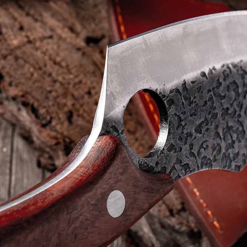 

Stainless Steel Hammer Pattern Chef Knife Butcher Meat Boning Knife with Solid Wood Handle Kitchen Cutting Cooking Tools