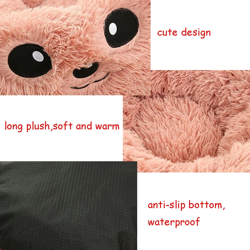 

Cute Round Lounger for Cats Small Dogs Cozy Deep Sleep Pet Bed House Puppy Kitten Yorkies Cushion Mat Washable Pet Kennel