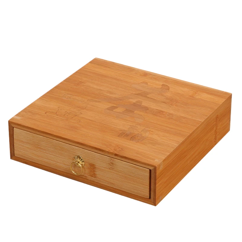 

Бамбуковая чайная коробка из натурального Пуэра, коробка для хранения китайского кунг-фу чайного набора, аксессуары, ящик для чая, подставк...