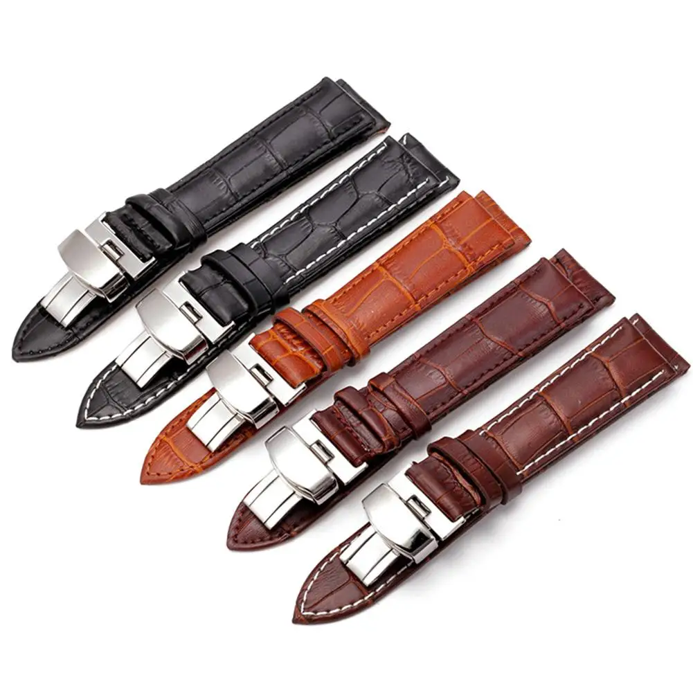 Ремешок из воловьей кожи для наручных часов сменный Браслет унисекс с застежкой