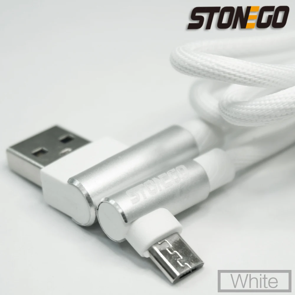 STONEGO Micro USB кабель 2A быстрое зарядное устройство USB TYPE C кабель Шнур 90 градусов локоть нейлоновый кабель для передачи данных Android телефон 1 м 2 м 3 м