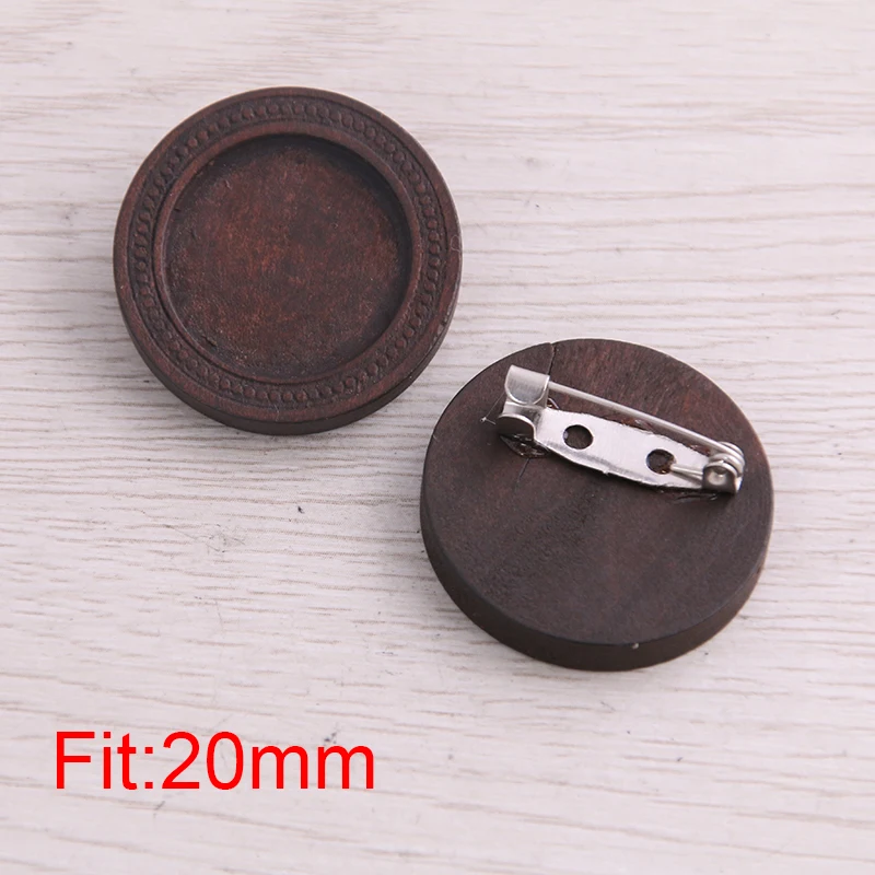 

SWEET BELL 20pcs 20/25mm Inner Size Brown Round Wood Cabochon Brooch Base Setting Brooches Pin Backs For Jewelry Making