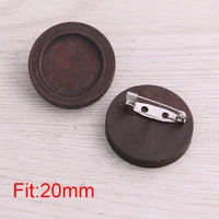 sweet bell 20pcs 2025mm inner size brown round wood cabochon brooch base setting brooches pin backs for jewelry making
