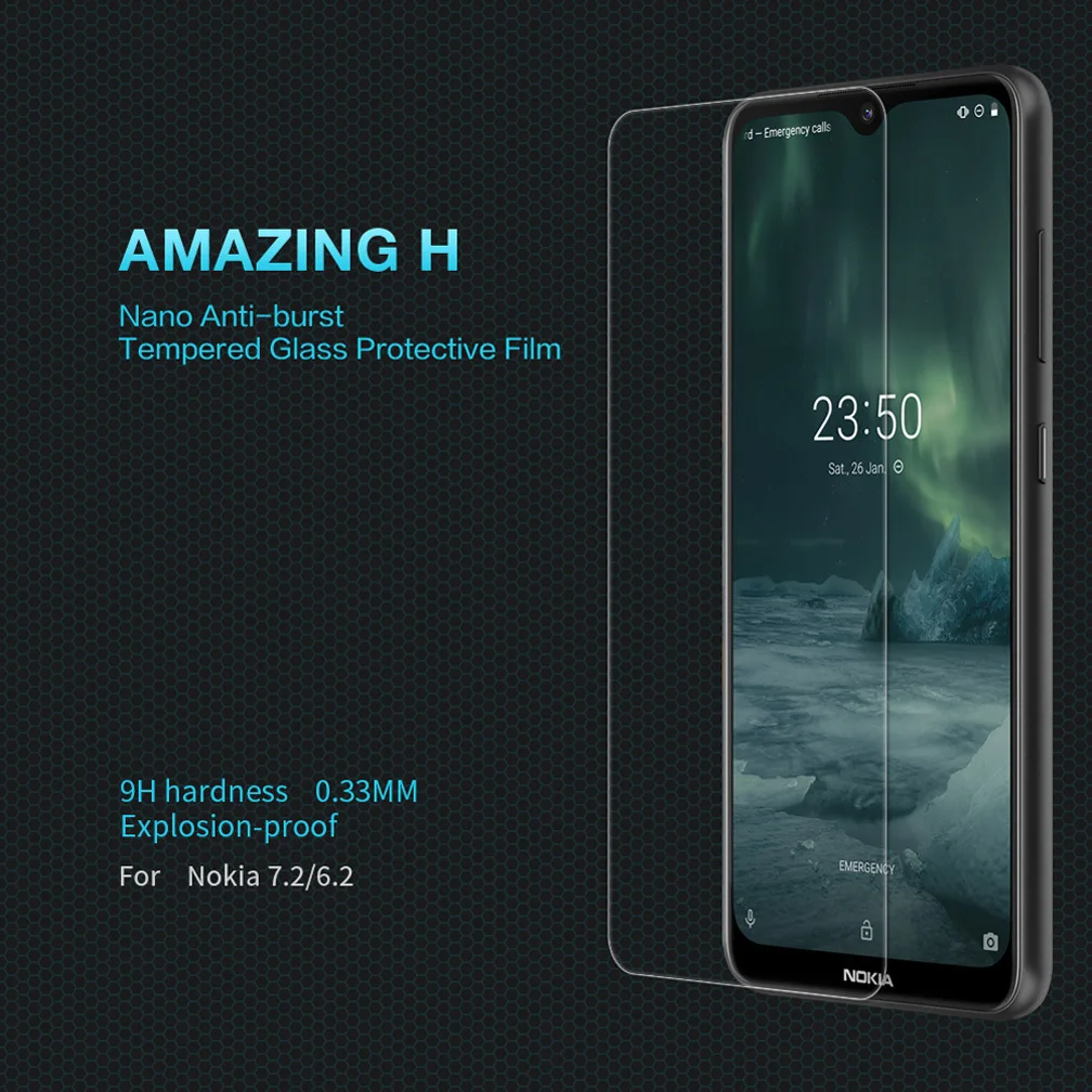Закаленное стекло для Nokia 7,2 NILLKIN Amazing H противовзрывное закаленное стекло для защиты экрана для Nokia 6,2