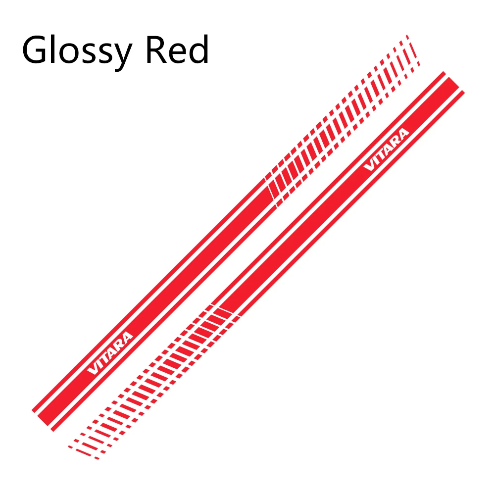 Glossy Red 2 шт. для Suzuki Vitara автомобильные длинные боковые наклейки на юбку DIY виниловая пленка авто Спорт Стайлинг наклейки автомобильный тюнинг автомобильные аксессуары - Название цвета: Glossy Red