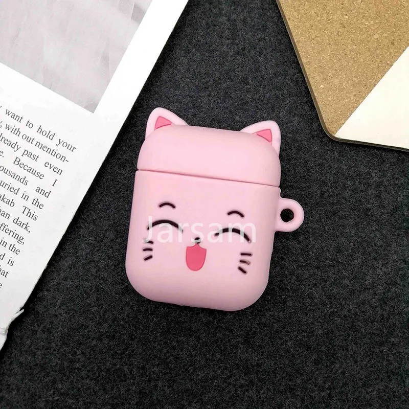 Pink cat Мультяшный для airpod беспроводной Чехол для наушников для Apple AirPods 2 Силиконовый чехол для зарядки наушников Защитный чехол для AirPods - Цвет: Pink cat