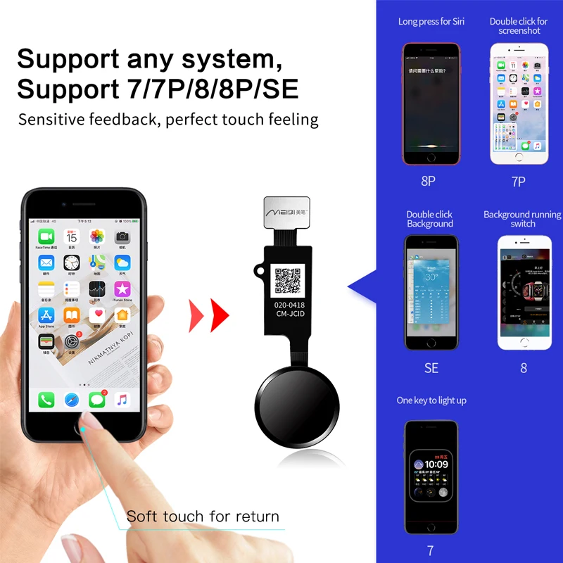 Детали iBee для iPhone 7 Plus 8 6 GEN JC универсальная кнопка домой с функцией сенсорного