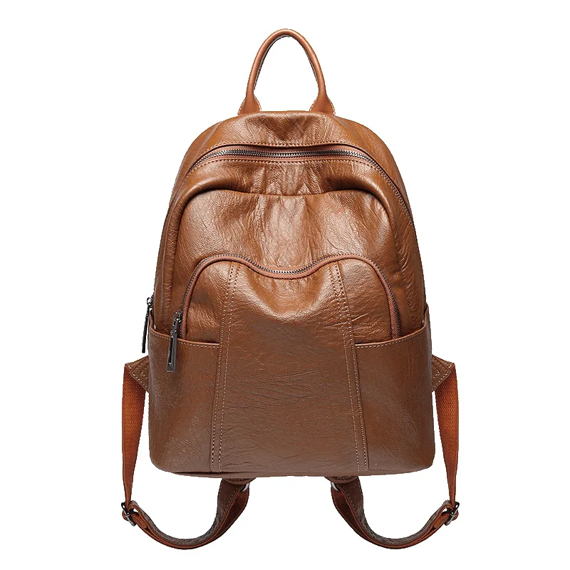 Fashion Women's Pu Backpack 2020-Korean-style Versatile Soft Leather Backpacks Casual Travel Daypack Bag Mochila Rucksack