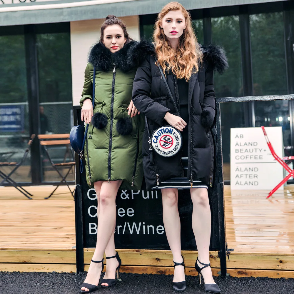 Женский пуховик Женское зимнее пальто на утином пуху с капюшоном из натурального