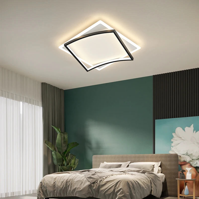 

Modern Simple Ceiling Light Living Room Square Surface Mount LED Panel Lamp Bedroom Kitchen Home Deco Black Or Gold Luminaires