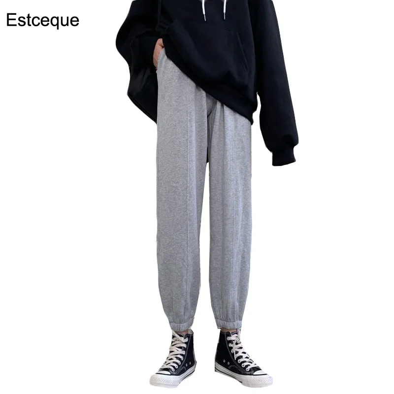 

Korean Style Sweat Pants Loose Jogging Sweatpants Women 's Gray High Waist Joggers Pants 2020 New Winter Warm Trousers Fashion