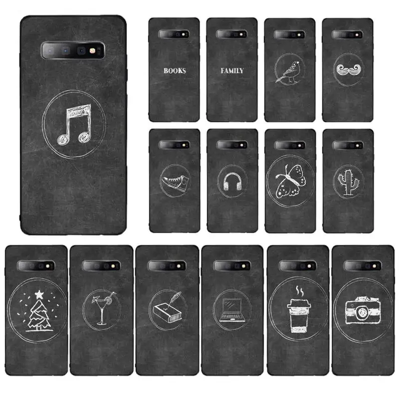 

MaiYaCa Black And White Chalk Drawing Phone Case for Samsung S10 21 20 9 8 plus lite S20 UlTRA 7edge