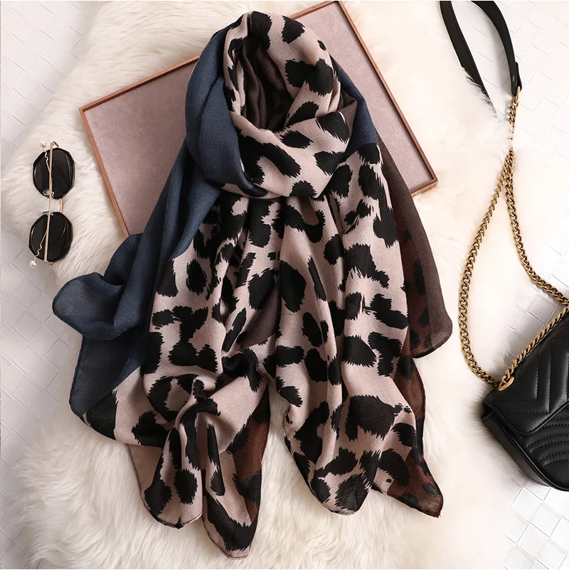 Роскошный бренд 2019 Srping женский тонкий хиджаб с леопардовым принтом мягкая Летняя