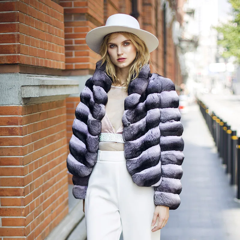 

Американский и Европейский дизайн, мягкая роскошная женская шуба из натурального меха шиншилы Рекс