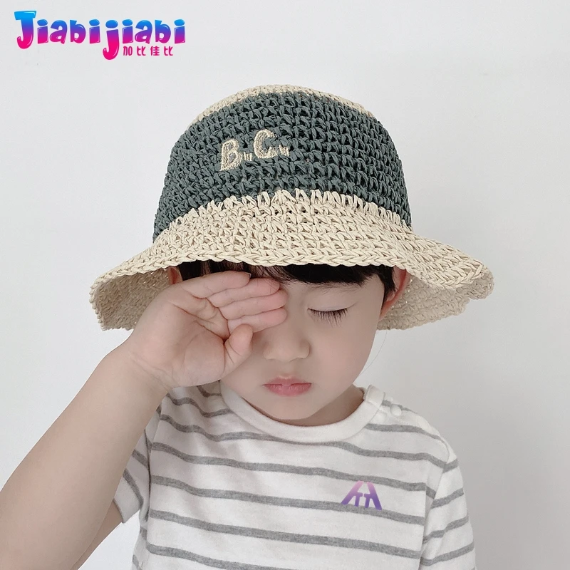 Панама летняя детская соломенная шляпа расшитая разноцветными буквами ручная