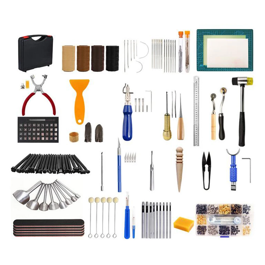 

273Pcs Leather Craft Tools Kit For Hand Stitching Sewing Punch Carving Work