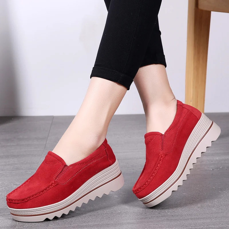 

Sports Shoes Women's Shoes Thick-soled Leather Casual Shoes Mid-heel Female Peas 2022 Spring And Summer New