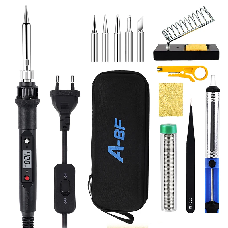 

New A-BF 836D Soldering Iron Kit Set 60W Digital LCD Switch Welding Iron Temperature Adjustable Electric Tools Soldering Tips