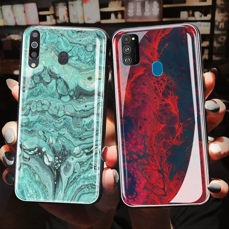 Роскошный чехол из закаленного стекла для телефона Samsung Galaxy M30 M20 M10 M21 M31 задняя