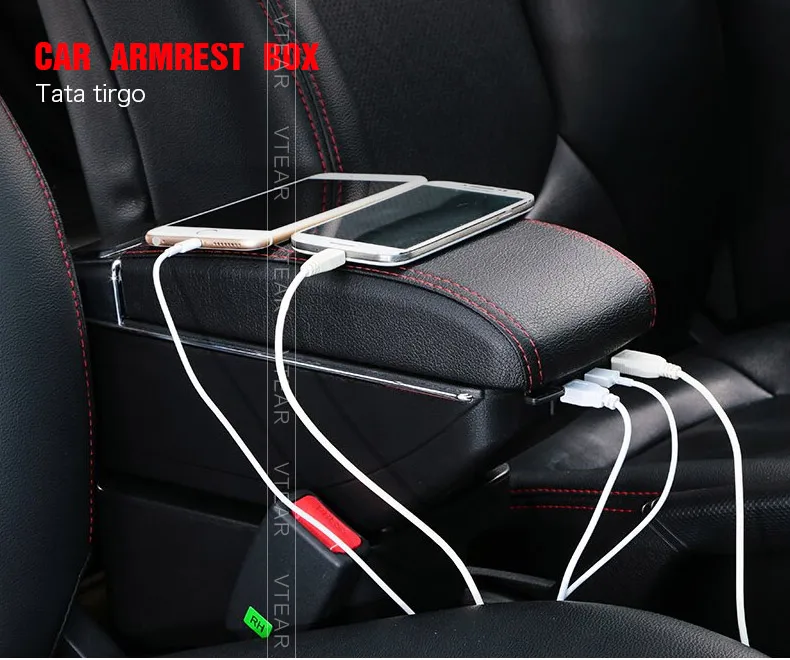 Vtear для Tata tiago автомобильный подлокотник кожаный подлокотник usb коробка для хранения аксессуары центральная консоль автомобильное украшение автомобиля-Стайлинг