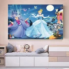 Картины на стену с изображением героев мультфильма Disney акварельная картина на холсте, Белоснежки, Золушки постер с принцессой, для гостиной, домашнего декора