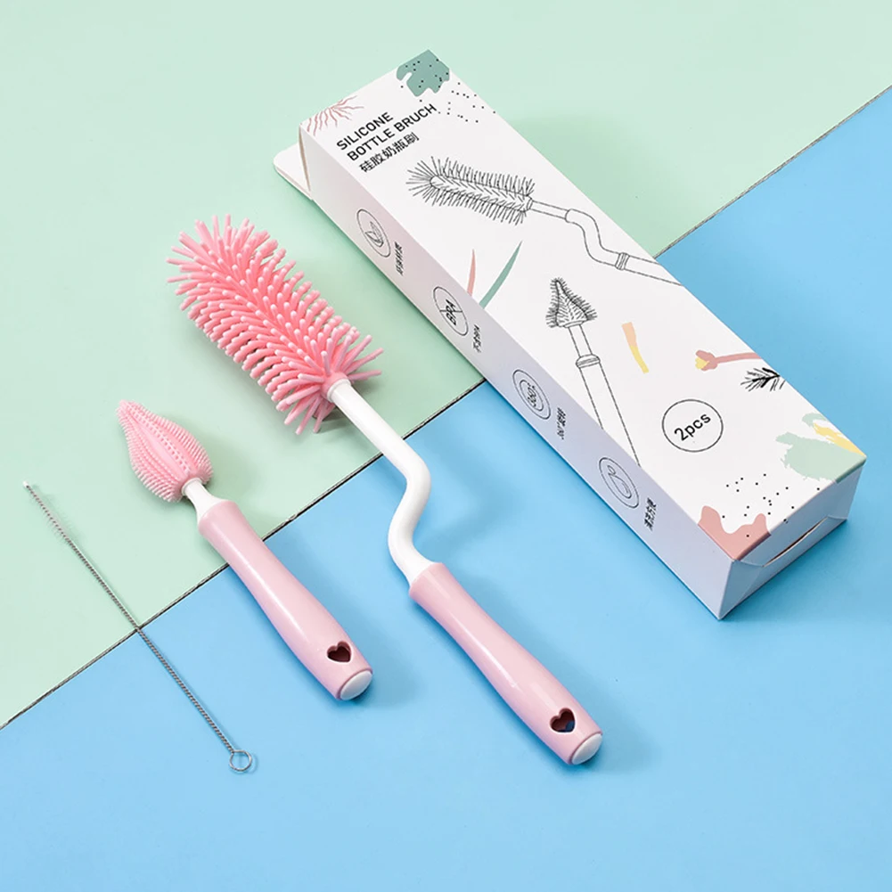 

3pcs Straws Dish Home For Baby Bottles Easy Grip Cleaning Brush Set Long Handle Sippy Cups With Storage Hook Feeding Supplies