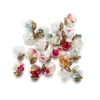 10pcsbag 16mm dried flowers crystal bubble glass ball earring studs backs gravel sequins for diy jewelry making accessories