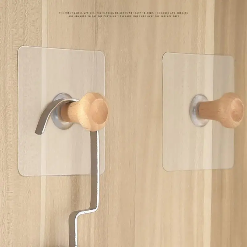 

Round Natural Wood Clothes Hanger Wall Hook Handbag Storage Hanger Bathroom Rack